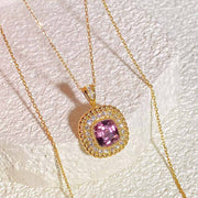 Natural Purple Spinel Diamond Necklace D2.51ct d0.30ct. 18K